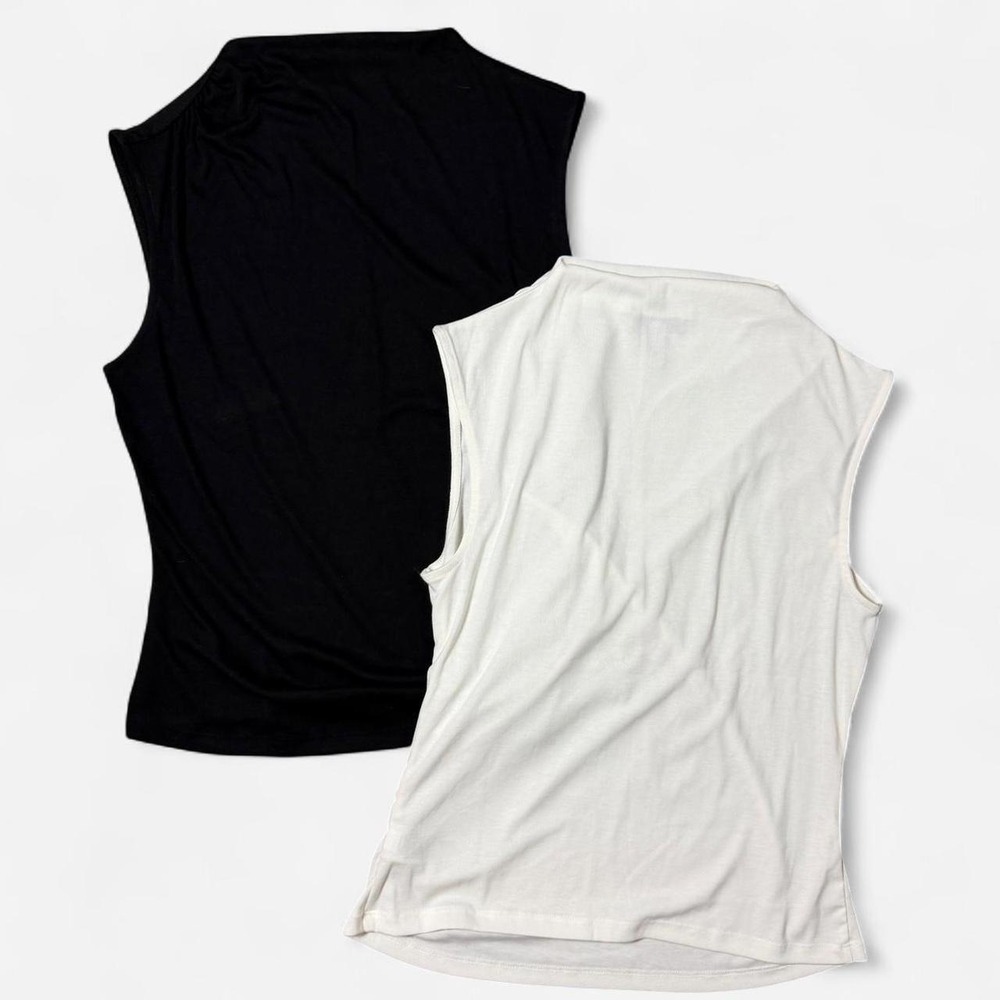 Sofia Jeans by Sofia Vergara Mock Neck Tank Top Bundle Black White Womens Medium